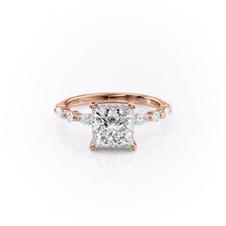 2.08 CT Princess Pave Sparkling Moissanite Engagement Ring side view