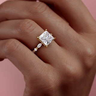 2.08 CT Princess Pave Sparkling Moissanite Engagement Ring band view