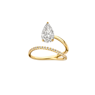 1.24ct Pear Diamond Unique Wraparound Pave Band Style Engagement Ring