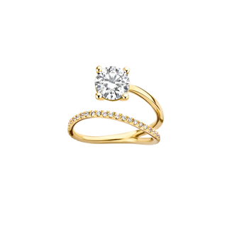 1.24ct Round Diamond Unique Wraparound Pave Band Style Engagement Ring
