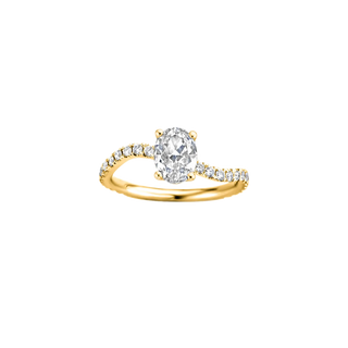 1.1ct Oval Diamond Trace Pave Band Unique Engagement Ring