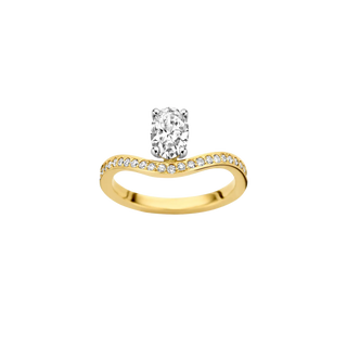 0.50ct Oval Moissanite Diamond Unique Engagement Ring With Matching Band