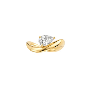 2ct Pear Diamond Sweeping Wave Band Unique Engagement Ring