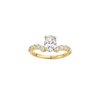 1.0ct Oval Moissanite Diamond Pave Engagement Ring With Matching Unique Band