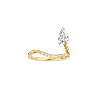 0.75ct Pear Diamond Trace Pave Band Unique Engagement Ring