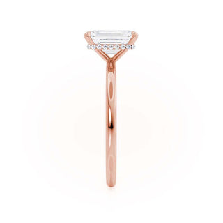 Dazzling 2.52ct emerald hidden halo moissanite ring shown on a finger