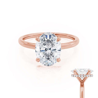 Stunning 1.50ct oval hidden halo moissanite ring side profile view