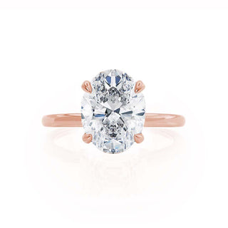 Stunning 1.50ct oval hidden halo moissanite ring angled view showing its sparkle