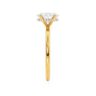 Bold 1.50ct oval hidden halo moissanite ring shown on a finger