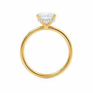 Classic 1.50ct princess hidden halo moissanite ring close up of the setting