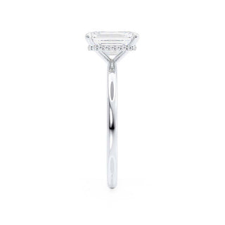 Modern 1.80ct radiant hidden halo moissanite ring shown on a finger