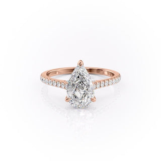 Luminous 2.0ct pear solitaire moissanite ring three quarter angled view