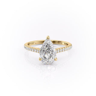Luminous 2.0ct pear solitaire moissanite ring sparkle close up