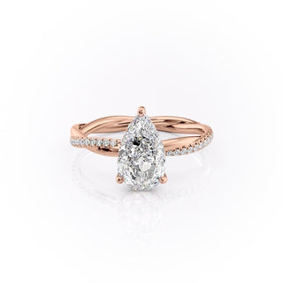 2.0CT Pear Cut Infinity Pave Diamond Moissanite Engagement Ring