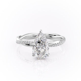 2.0CT Pear Cut Infinity Pave Diamond Moissanite Engagement Ring