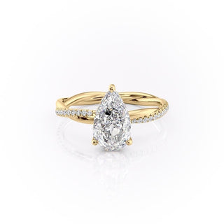 2.0CT Pear Cut Infinity Pave Diamond Moissanite Engagement Ring