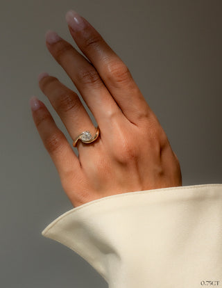 1.0CT-2.0CT Pear East West Moissanite Diamond Tension Style Engagement Ring With Matching Classic Band