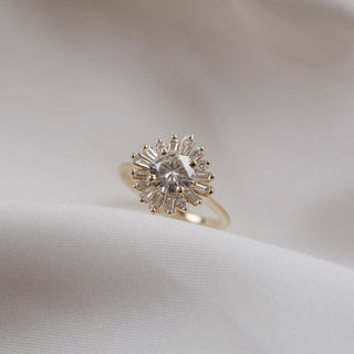 Brilliant 1.05ct round cluster moissanite ring close up of the setting