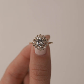 Elegant 1.05ct round cluster moissanite ring front view