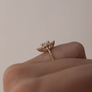 Brilliant 1.05ct round cluster moissanite ring side profile view