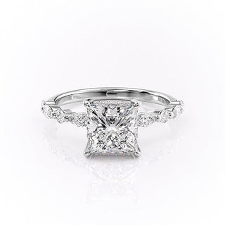 2.08 CT Princess Pave Sparkling Moissanite Engagement Ring sparkle view