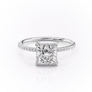 2.08 CT Princess Cut Pave Halo Moissanite Engagement Ring sparkle view