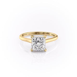 2.08 CT Princess Cut Solitaire Moissanite Engagement Ring front view