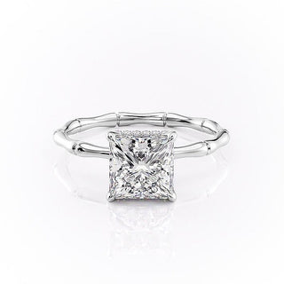 2.08 CT Princess Solitaire Pave Moissanite Engagement Ring sparkle view