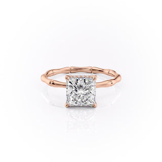 2.08 CT Princess Solitaire Pave Moissanite Engagement Ring side view