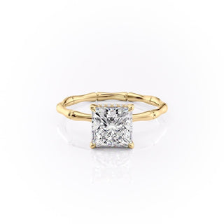2.08 CT Princess Solitaire Pave Moissanite Engagement Ring front view