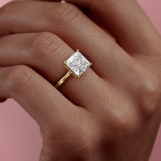 2.08 CT Princess Solitaire Pave Moissanite Engagement Ring detail view