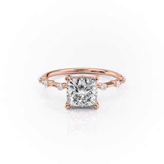 2.08 CT Princess Pave Classic Moissanite Engagement Ring side view