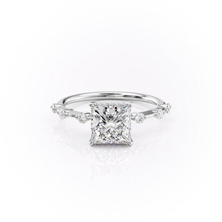 2.08 CT Princess Pave Solitaire Moissanite Engagement Ring sparkle view