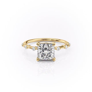 2.08 CT Princess Pave Classic Moissanite Engagement Ring front view