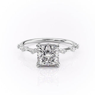 2.08 CT Princess Pave Classic Moissanite Engagement Ring sparkle view