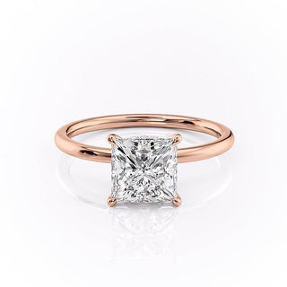 2.08 CT Princess Solitaire Moissanite Engagement Ring Bridal side view
