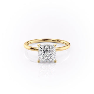 2.08 CT Princess Solitaire Moissanite Engagement Ring Bridal front view
