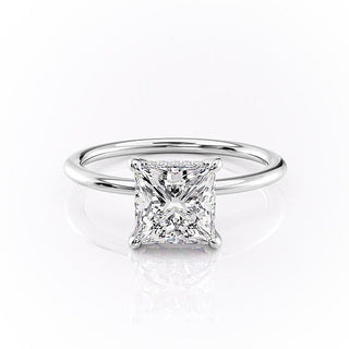 2.08 CT Princess Solitaire Halo Moissanite Engagement Ring sparkle view