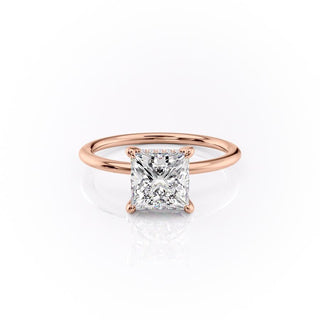 2.08 CT Princess Solitaire Halo Moissanite Engagement Ring side view