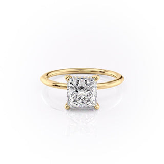 2.08 CT Princess Solitaire Halo Moissanite Engagement Ring front view