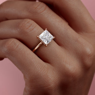 2.08 CT Princess Solitaire Halo Moissanite Engagement Ring full view