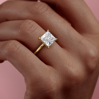 2.08 CT Princess Solitaire Halo Moissanite Engagement Ring band view