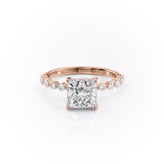 2.08 CT Princess Brilliant Cut Moissanite Engagement Ring side view