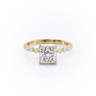 2.08 CT Princess Brilliant Cut Moissanite Engagement Ring front view