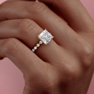 2.08 CT Princess Brilliant Cut Moissanite Engagement Ring detail view