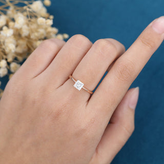 0.64 CT Princess Cut Solitaire Moissanite Engagement Ring side view