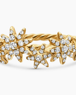 0.23 TCW Round Cut Starburst Cluster Moissanite Diamond Wedding Band