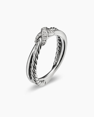 0.06 TCW Vintage Round Twisted X Moissanite Diamond Wedding Band
