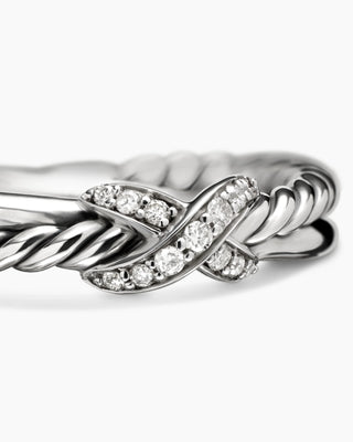 0.06 TCW Vintage Round Twisted X Moissanite Diamond Wedding Band