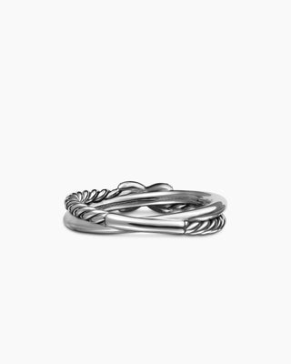 0.06 TCW Vintage Round Twisted X Moissanite Diamond Wedding Band